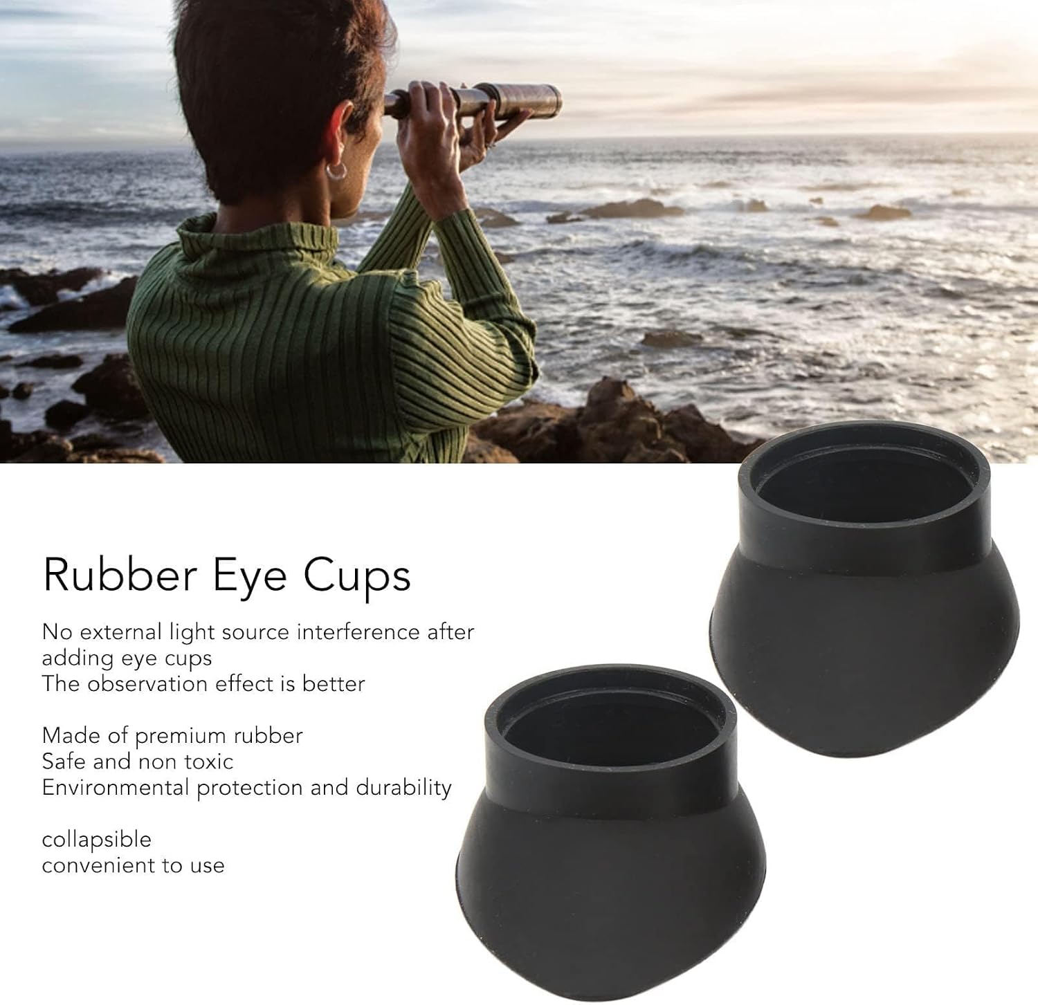 Binocular Eye Cups, 2PCS Eyepiece Eye Cups Rubber Eyepiece Cover Guard 27mm Inner Diameter Foldable Binocular Rubber Eyepiece Eye Guards Cups（Cups are Not Curve Around Your Face） Eyepiece Eye Cups