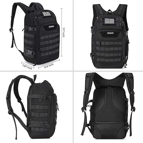 Vista 7 de MOSISO Mochila táctica 30L, mochila militar de 3 días de asalto Molle, Negro, talla única