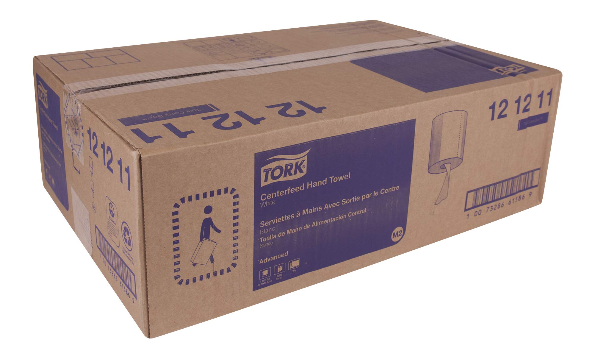 Tork Soft Centerfeed - Toalla de mano blanca M2, 100% reciclada, 6 x 600 toallas, 121211