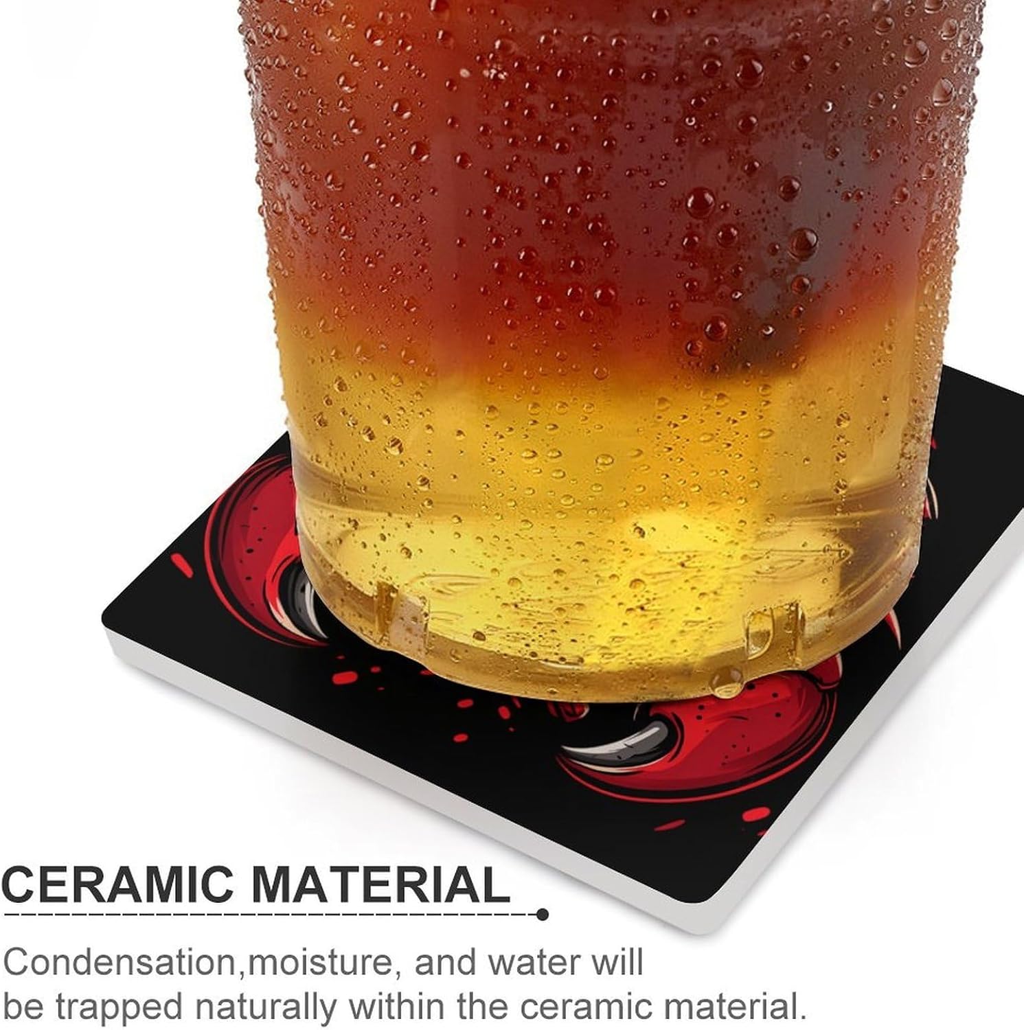 Say No to Pot with Crab Ceramic Coasters Square Drinks Coaster Coffee Table Decor Table Coaster for Home Bar