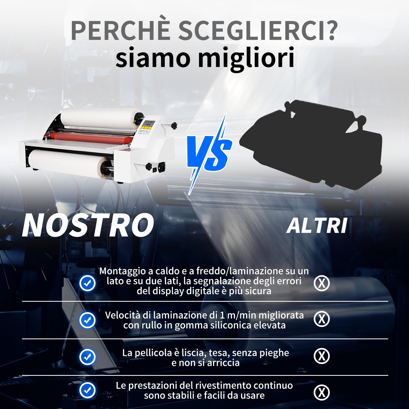 Plastificatrice Multifunzione a3 Professionale – Fredda e Caldo Fronte/Retro – velocità 1,1 m/min – Spessore fino a 5mm – Larghezza 460mm per Poster, Foto e Documenti