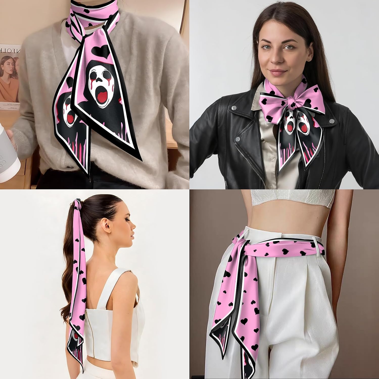 Head Hair Scarf Neck Silk Feeling Scarves Long Thin Satin Fashion Handbag Cute Decoration Women Girls 59 * 6.7'' - Image 6