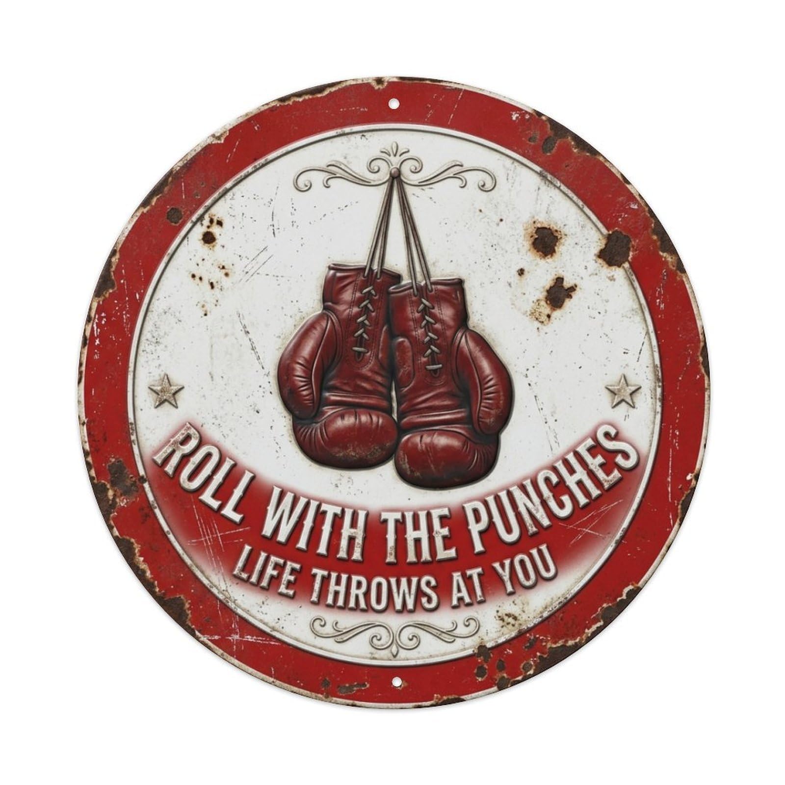 Boxing Glove Fight Office Vintage Metal Tin Sign Plaque Wall Decor for Cafe, Club Bar, Office, Garden Metal Poster 8x8Inch