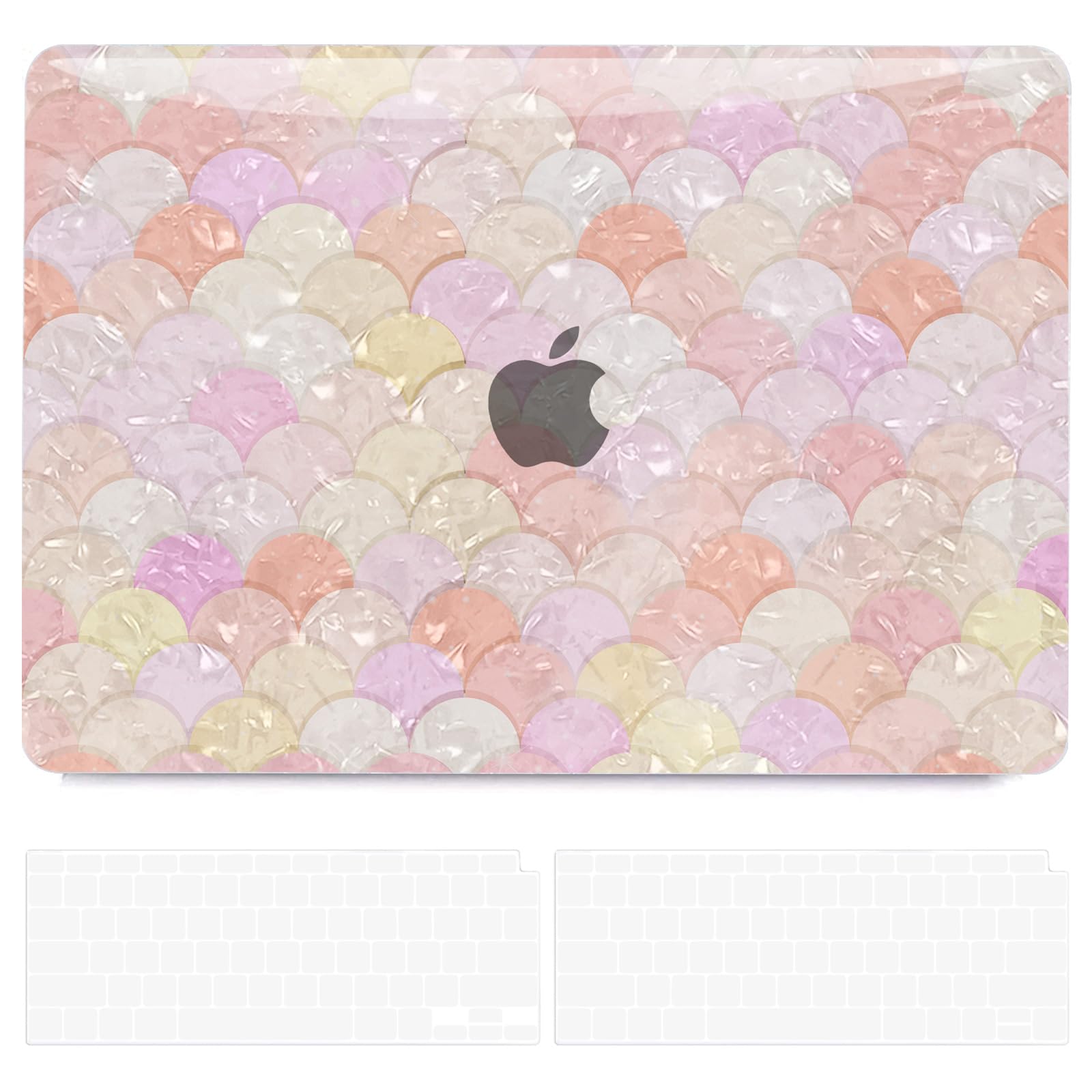 B BELKCompatible with MacBook Air 13 inch Case 2021 2020 2019 2018 Release A2337 M1 A1932 A2179 with Touch ID, Durable Hard Shell Case + 2 Keyboard Covers for MacBook Air 13 - Gold Fish Scales