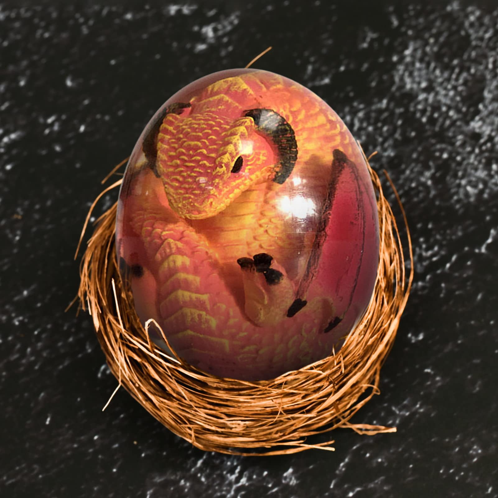 Uovo Di Drago Dinosauro Incandescente In Resina – Scultura Luminosa Con Base Lava, Decorazione Casa Misteriosa, Regalo Collezionabile Per Amanti Di Film Fantasy, Ornamento Unico Fatto A Mano