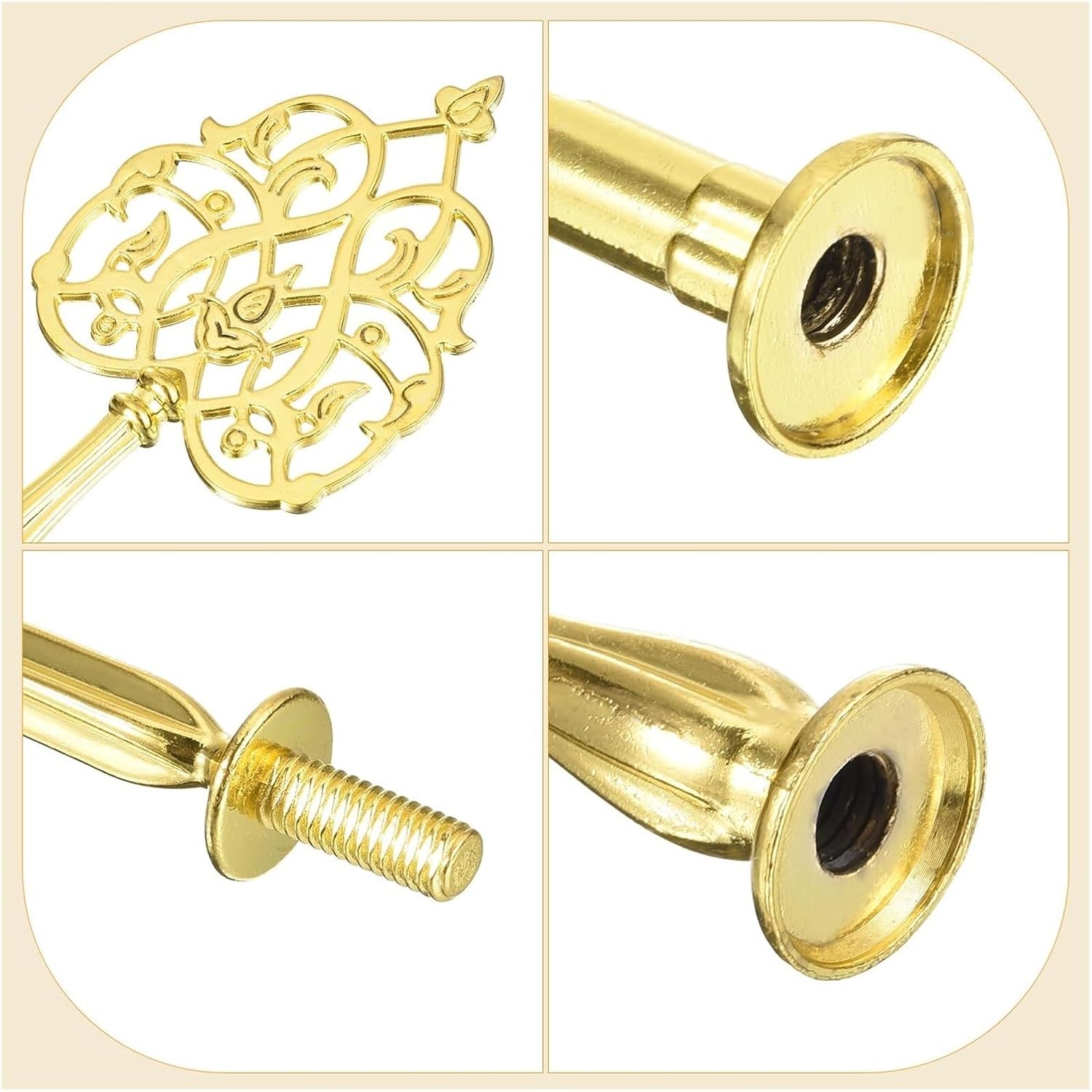 Tiered Tray Hardware Kit 2 Sets Cake Tray Stand Handle Cupcake Dessert Plate Hardware Fitting Holder Rod Stand Handle for Cake Stand Wedding Party, 3-Tiers New Crown Gold/Silver