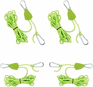 4 Stück Leichte Abspannleine Zeltschnur Reflektierend Zeltseil mit Spanner Einsteller für Outdoor-Camping, Zelte, Vorzelte, Tragkraft 68kg (4mm x 4m) Grün