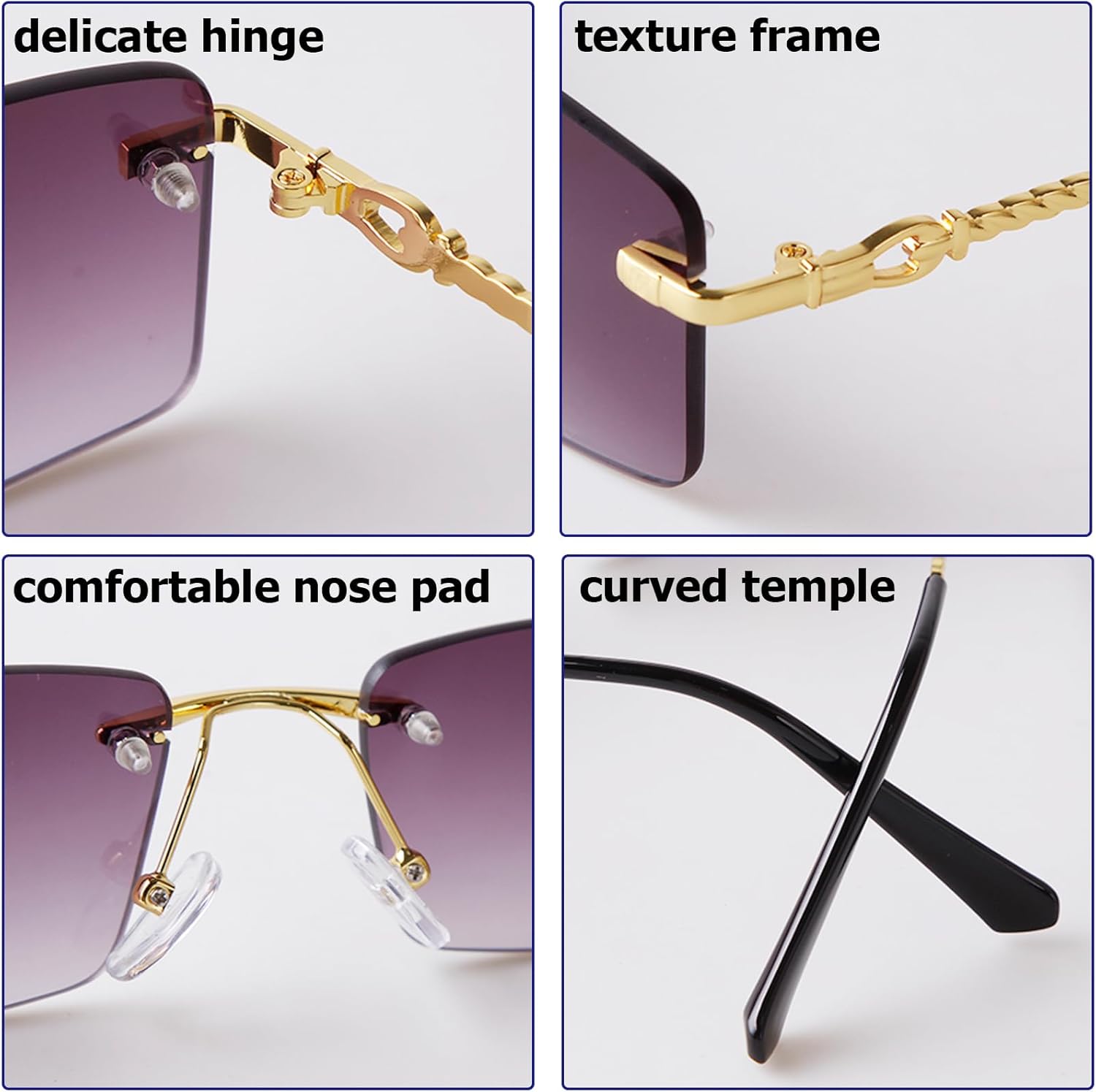 SORVINO Rimless Rectangle Sunglasses for Men Women Fashion Frameless Clear Glasses Designer Y2K Shades - Image 6