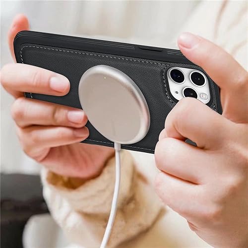 Miniatura 3 de Havaya Magsafe - Funda magnética para iPhone 11 Pro Max, funda de piel compatible con carga inalámbrica magsafe, color negro