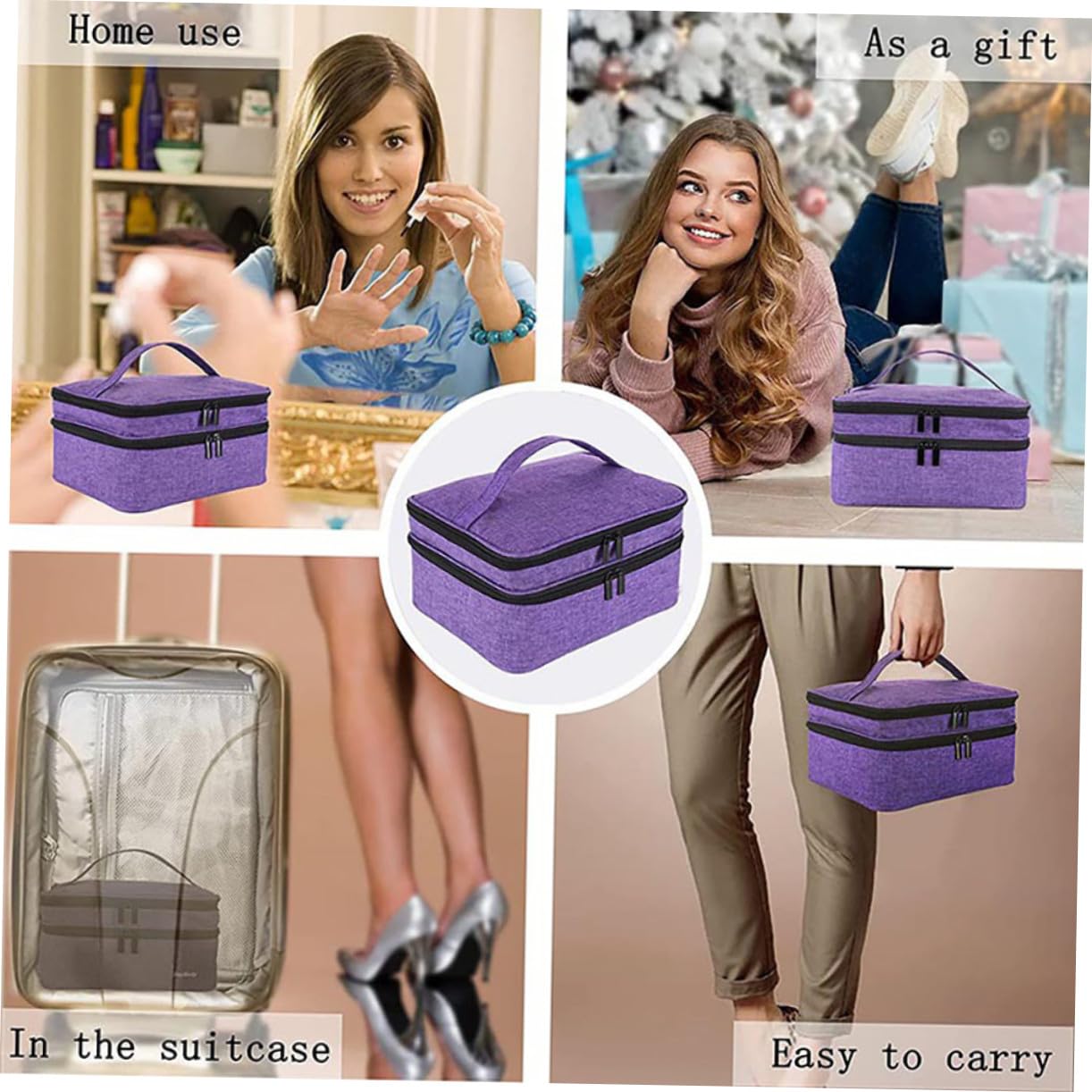 BESTYASH Borsa Porta Smalti Doppio Strato 30 Scomparti Porpora | Capienza Ampia, Flessibile e Portatile, da Mettere in Valigia per Ordine e Protezione