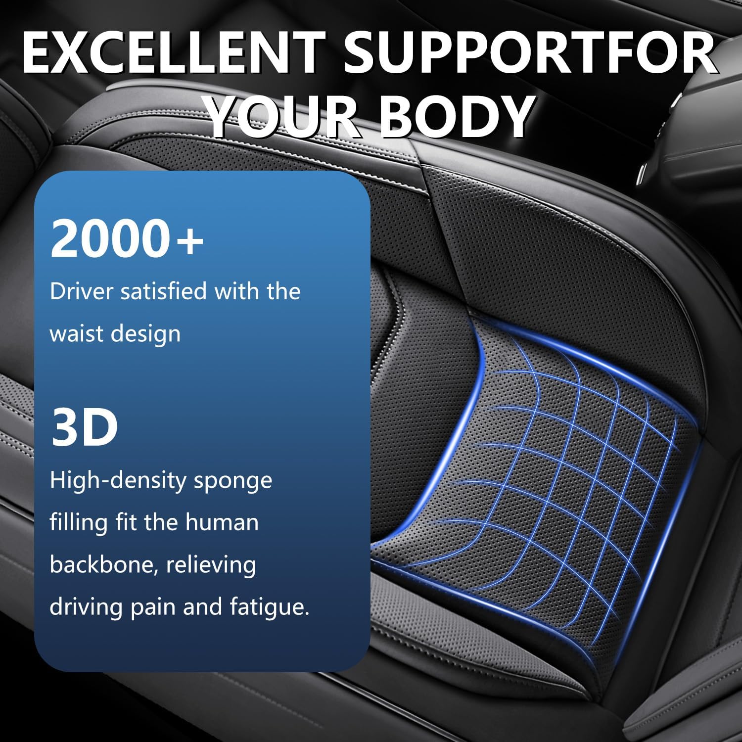 car seat covers full set, universal automotive front and rear seat protector fit for cars 5 seats, waterproof breathable leather seat cushion for most vehicles suv pick-up truck, black black full set-5 seats