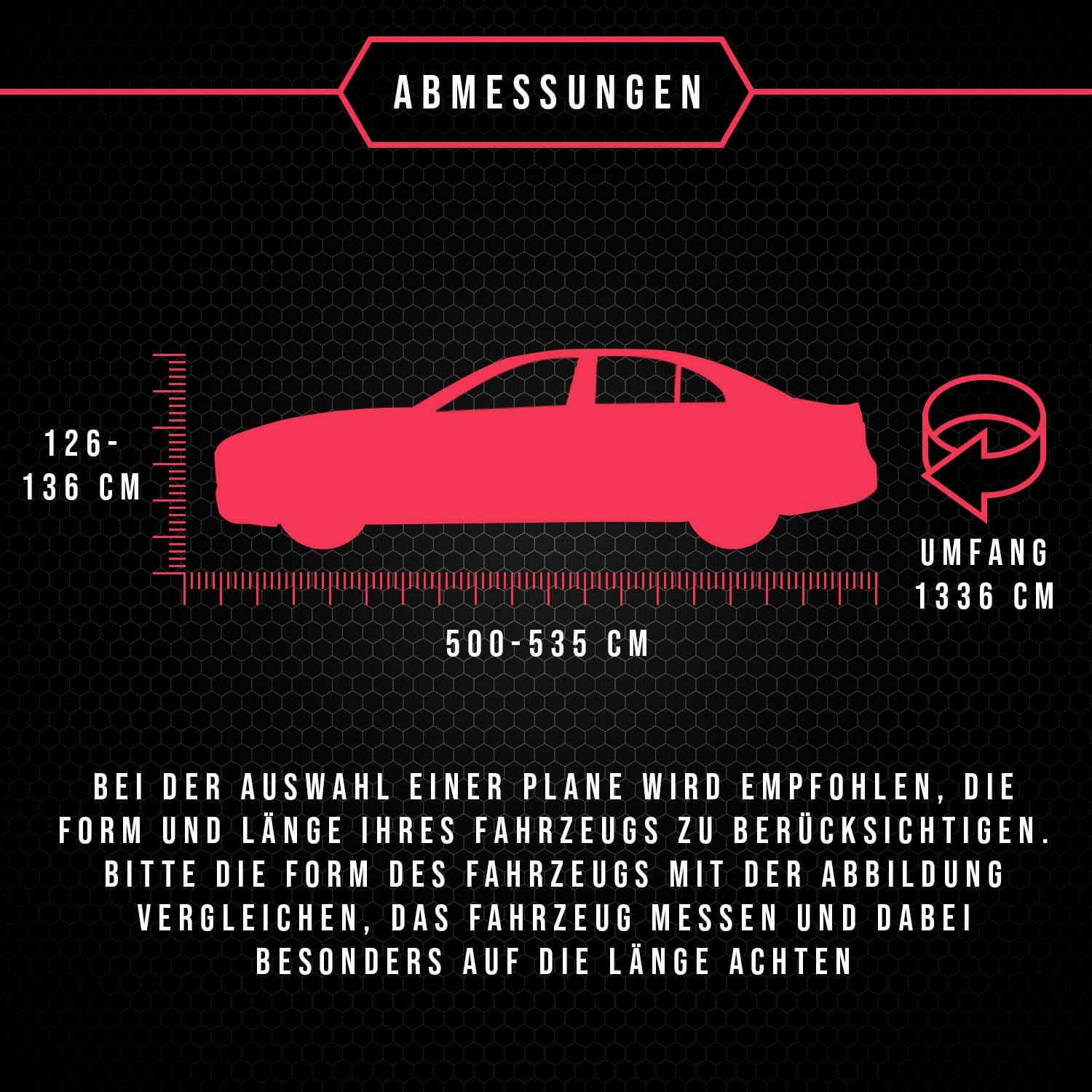 Pokrowiec na samochód, kompletny garaż kompatybilny z BMW Series 7 (E32, E38, E65, F01, G11, G12), garaż samochodowy, wodoszczelny, oddychający, odporny na promieniowanie UV, ochrona przed zamarzaniem