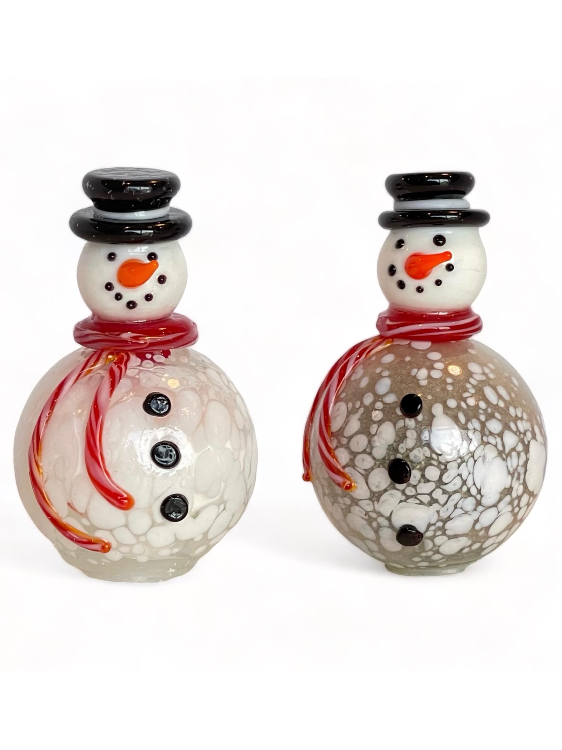 Gift Essentials Mini salero y pimentero de cristal soplado, salero y pimentero blanco de vidrio soplado a mano, salero y pimentero de Navidad coleccionable