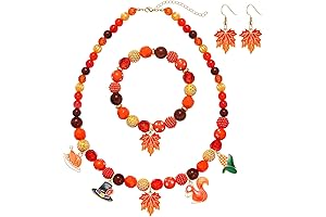 Enticing Thanksgiving Accessory Set: Beaded Necklace, Dazzling Bracelet, and Festive Earrings