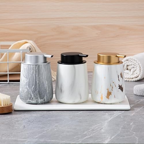 Miniatura 6 de Enra Dispensador de jabón espumoso de cerámica, dispensador de jabón de espuma GrayHand de 12 onzas para baño y cocina con bomba fácil de presionar