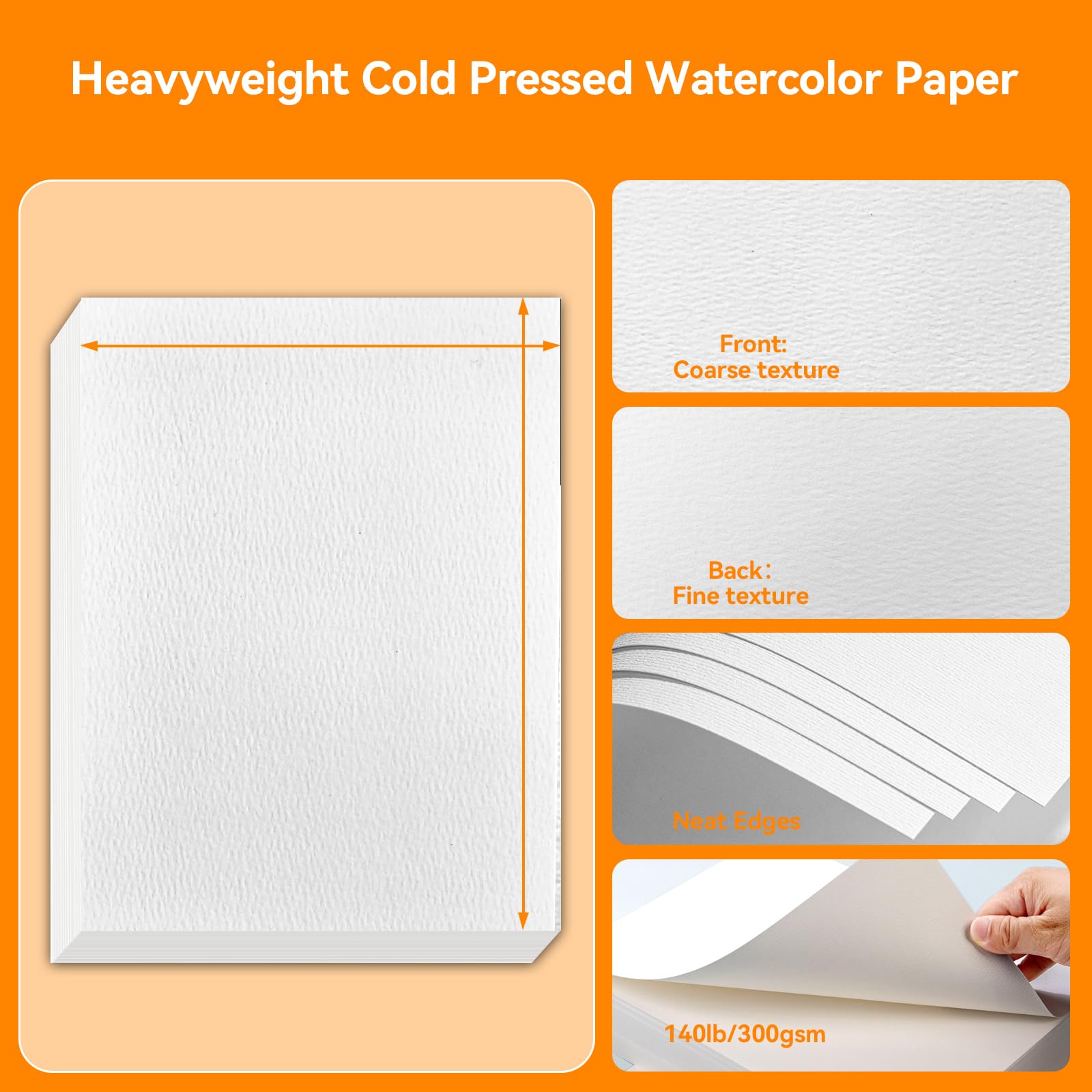 XWT 21 arkuszy papieru akwarelowego luzem, 23 x 30 cm, 63,5 kg/300 g/m², tłoczony na zimno, bezkwasowy, naturalna biel, teksturowane materiały artystyczne, rysunek prezent dla artystów, studentów
