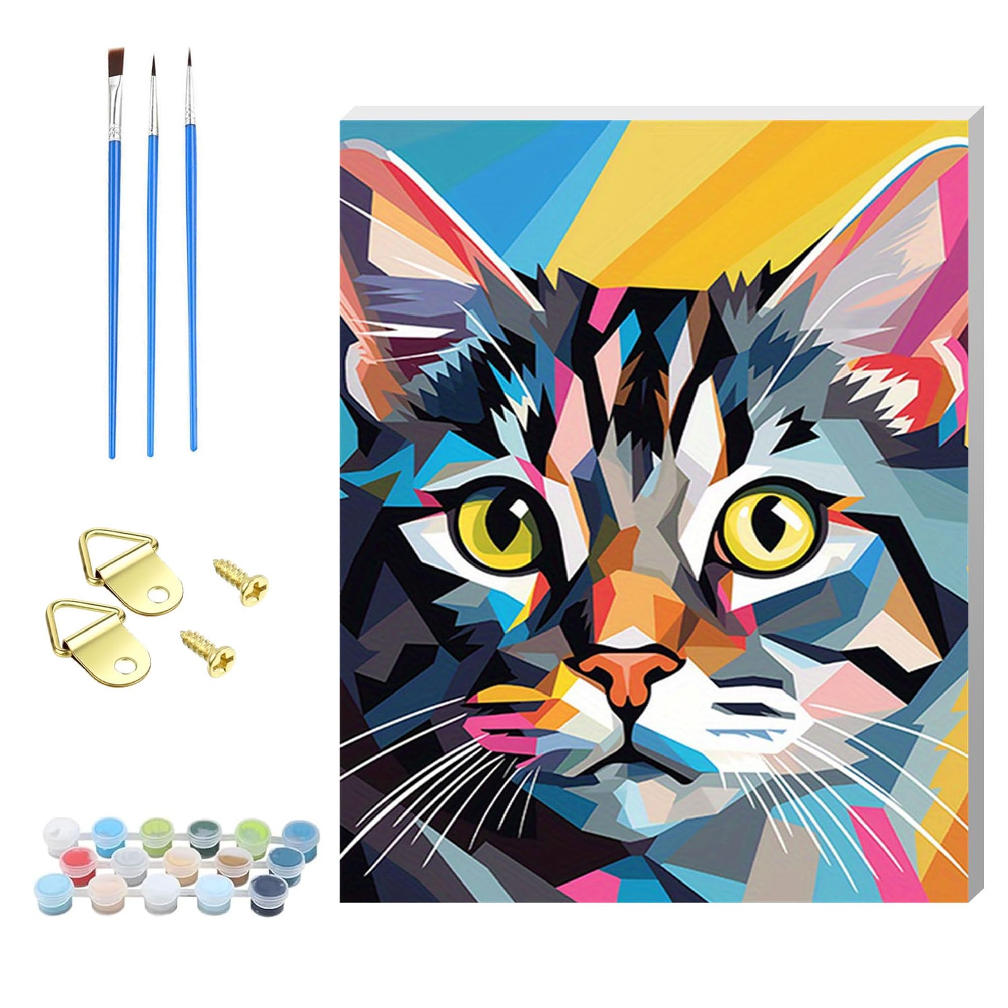 Xiangxujia Cat1 Wooden Framed Adult Paint By Numbers Kits,Easy Painting By Number Kits On Canvas,Color By Numbers Watercolor Gifts For Friends Home Wall Decor (Three Hummingbirds)