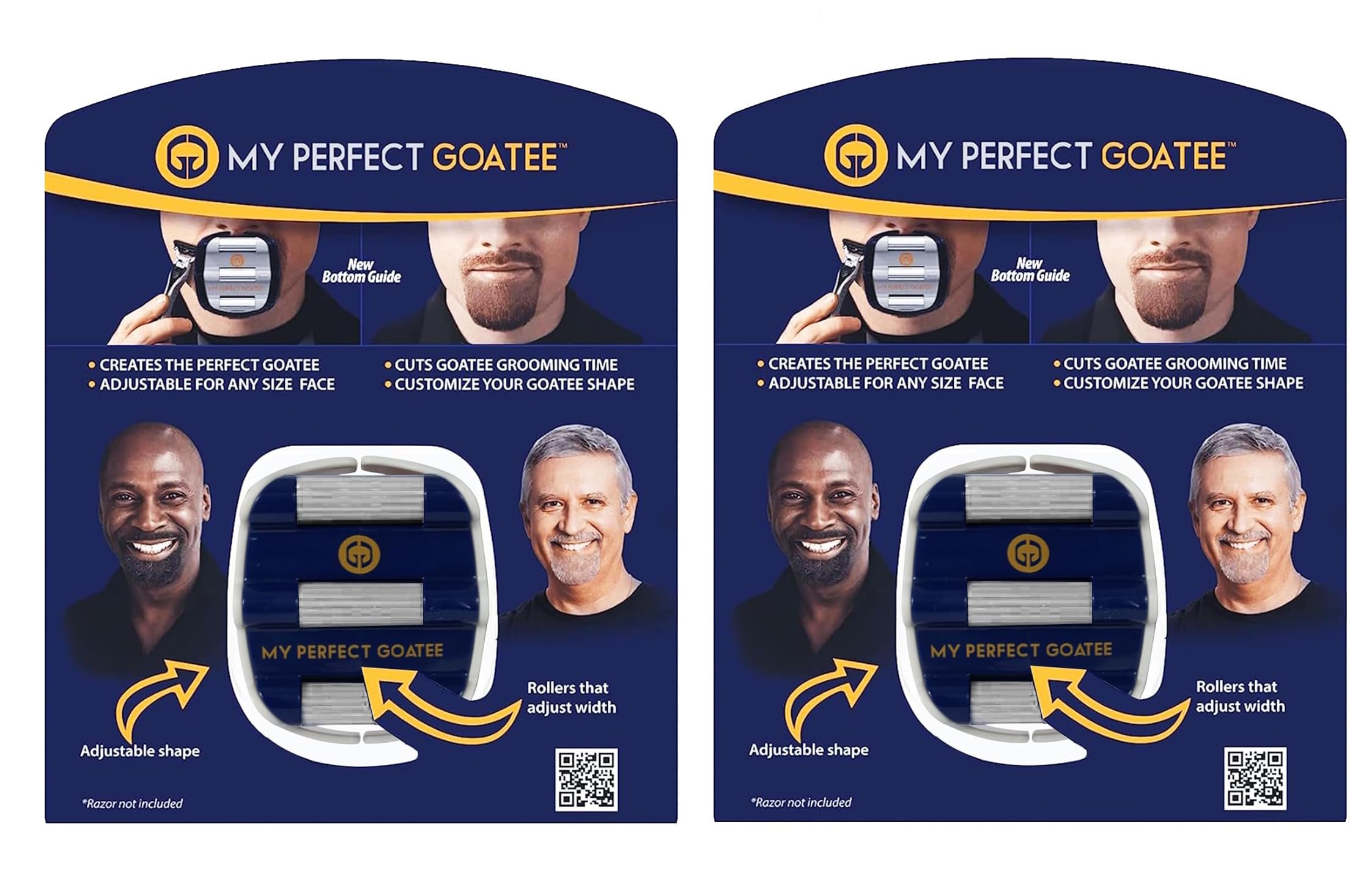Mens Goatee Shaving Template | Create a Perfectly Shaped Goatee Every Time | Adjustable | Reduces Shaving Time | Shape Van Dyke, Goatee and Circle Beard, Version 1.1 (2-pack)