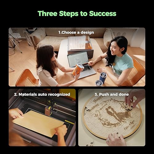 Miniatura 4 de Creality Falcon - Grabador láser A1 de 10 W, salida potente de 80,000 mW, totalmente cerrado, velocidad de 23.622 ins, posicionamiento automático de