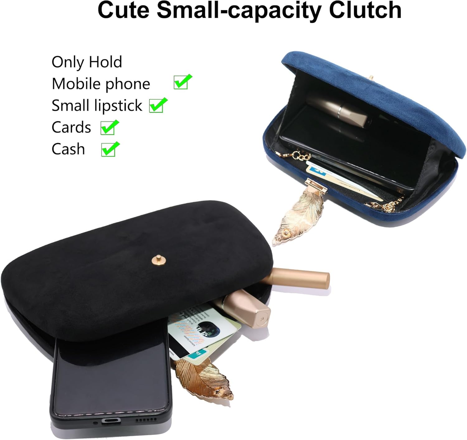 Milisente Clutch Purses For Women, Solid Suede Evening Clutch Bag Shoulder Bag With Metallic Leaves Clasp - Image 5