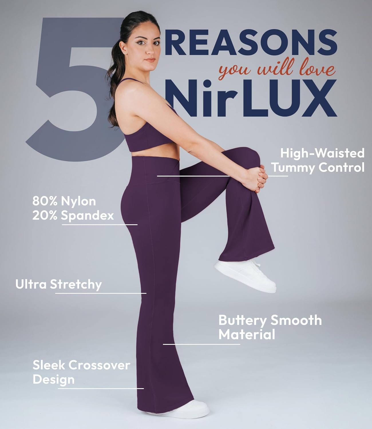 Nirlon Women's High Waisted Crossover Flare Yoga Pants