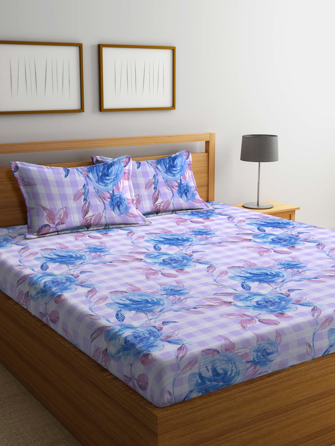 Bombay Dyeing 120TC One Double Bed Sheet with Two Pillow Cover VERONICAKSBSET274x274TC1207246BLU