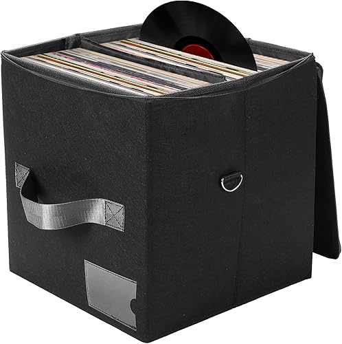 Rasugarlary Caja de almacenamiento de discos de vinilo con capacidad para más de 50 discos con tapa para proteger álbumes, organizador de disponible en Yaxa Venezuela