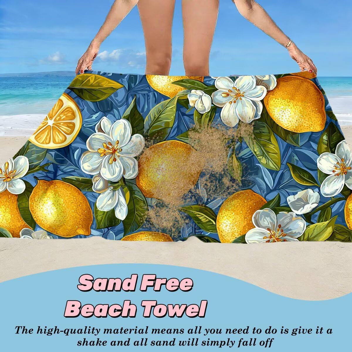 Toalla Playa 90x180 cm, Toalla Gimnasio Microfibra Secado Rapido, Juego de 2 Antiarena Toallas de Playa, Ligera Compacta Toallas Microfibra Grande para Viaje, Regalo Hombre Regalo Mujer (Limón) -4667