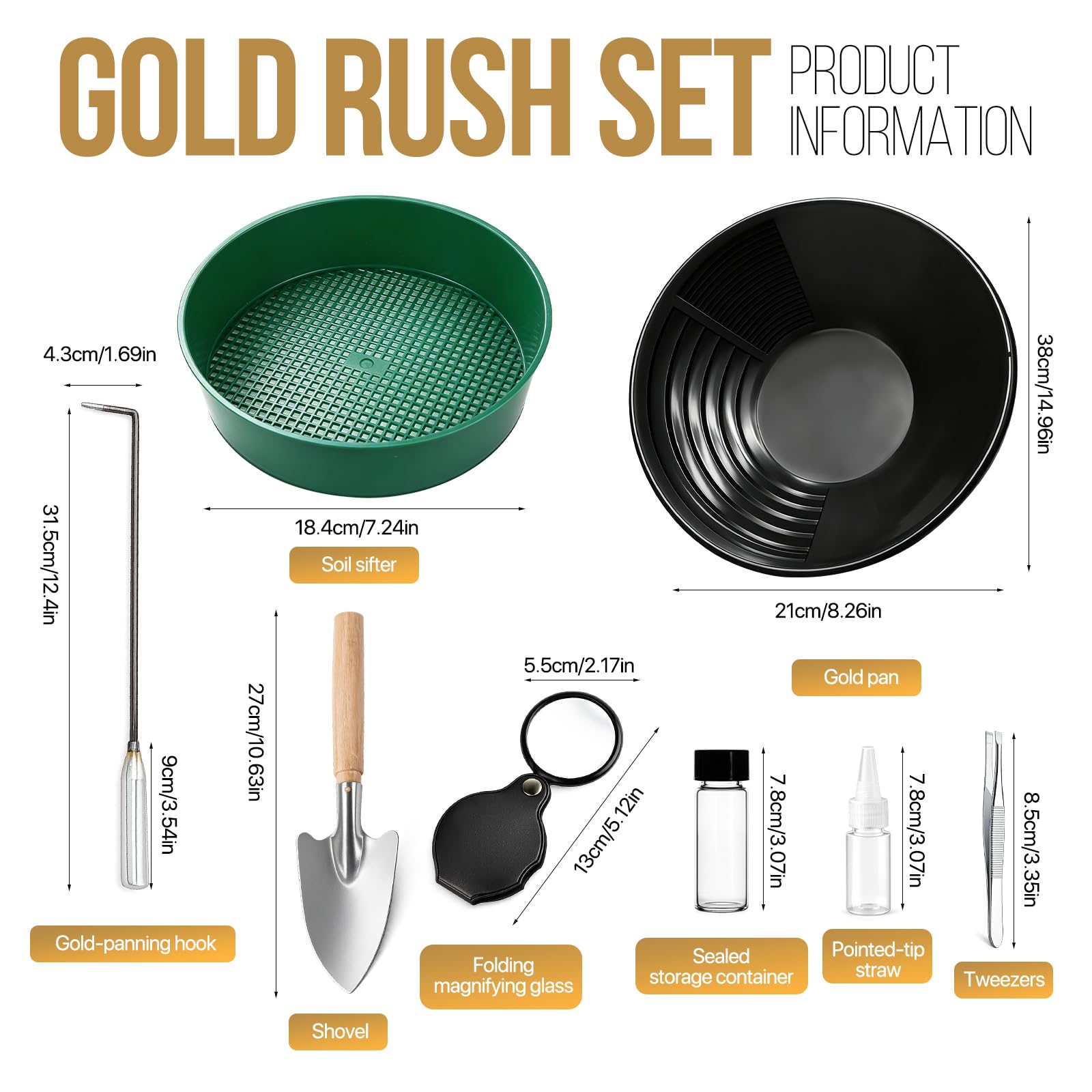 Kit Orpaillage Gold Pan Batee Rampe Lavage Manuel Or Panning Noir