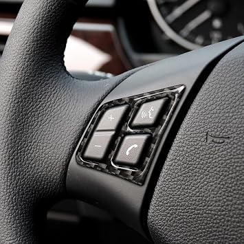 Upgrade Carbon Fiber Compatible with BMW Old 3 Series E90 2005-2012 Steering Wheel Button Frame-Solid Color