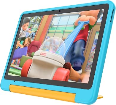 PRITOM All-New Android 15 Kids Tablet, 10-Inch Tablet for Children, 64GB + 1TB Expandable, WiFi 6, Parental Control, Educational Games Pre-Installed, Kid Software, with EVA Case, Blue