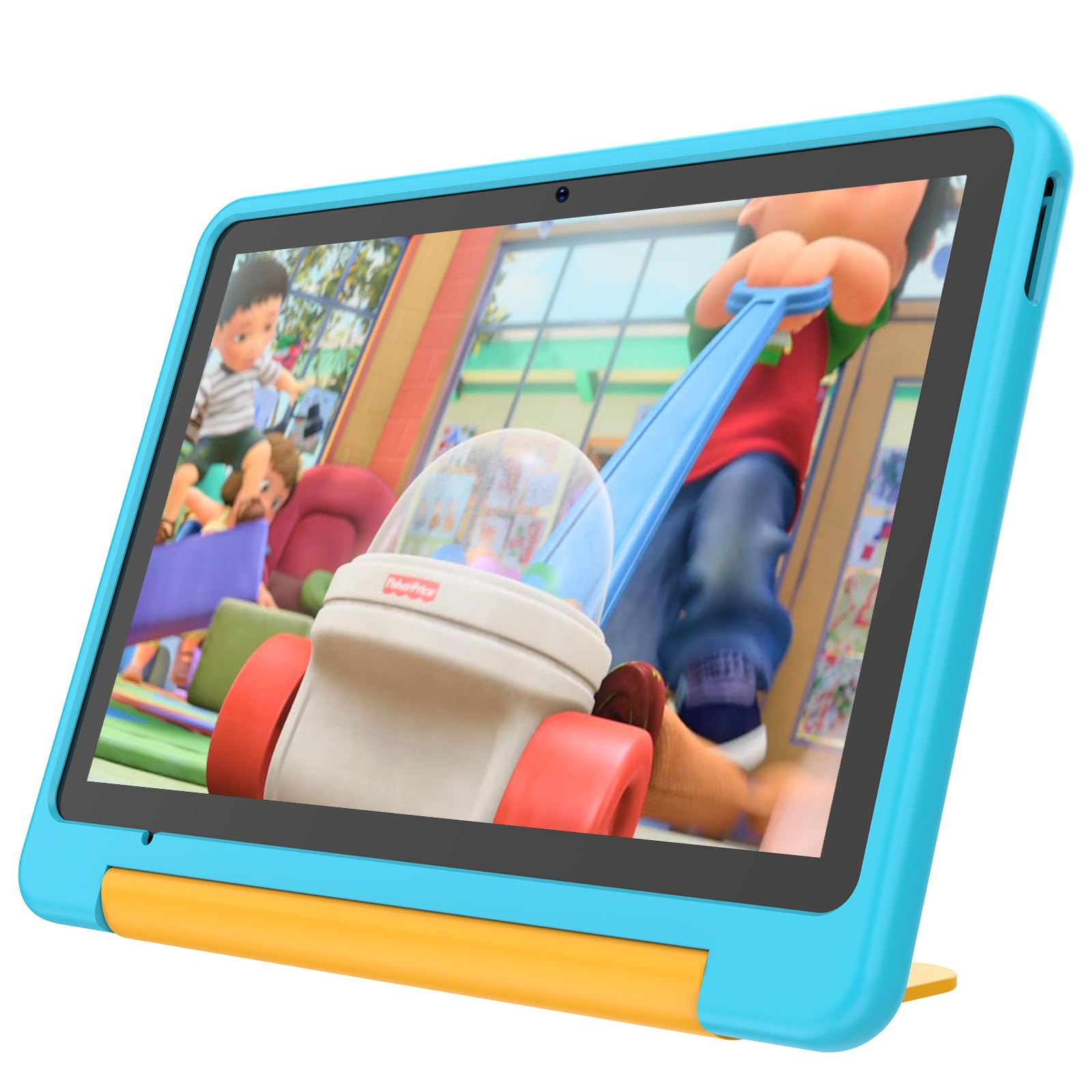 PRITOM All-New Android 15 Kids Tablet, 10-Inch Tablet for Children, 64GB + 1TB Expandable, WiFi 6, Parental Control, Educational Games Pre-Installed, Kid Software, with EVA Case, Blue