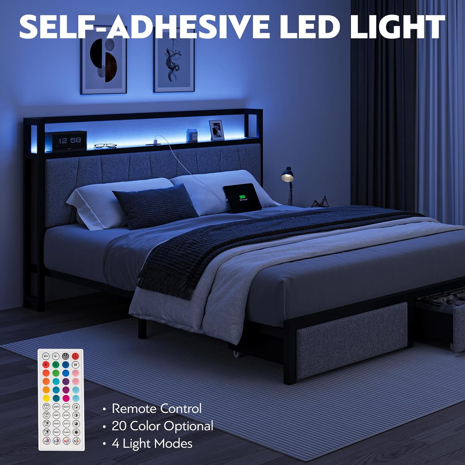 LED Light Features with Remote Control
