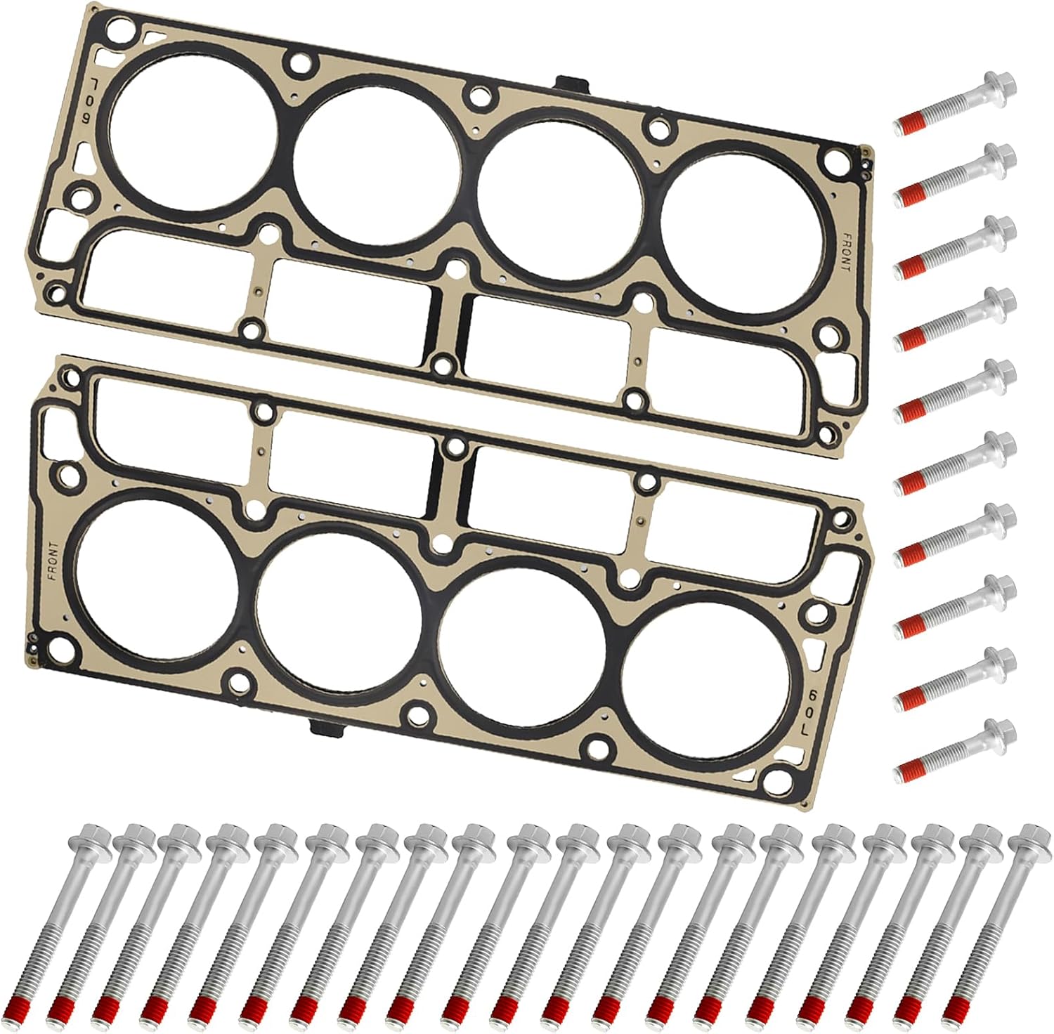 12589227 3-Layer Head Gaskets with Head Bolt for GM 6.0 V8 Chevy Express Silverado Suburban, GMC Savana Sierra Yukon XL 1500 2500 3500 Tahoe SSR, Cadillac Escalade ESV EXT, LQ4 LQ9 LS2 LZ1 LFA