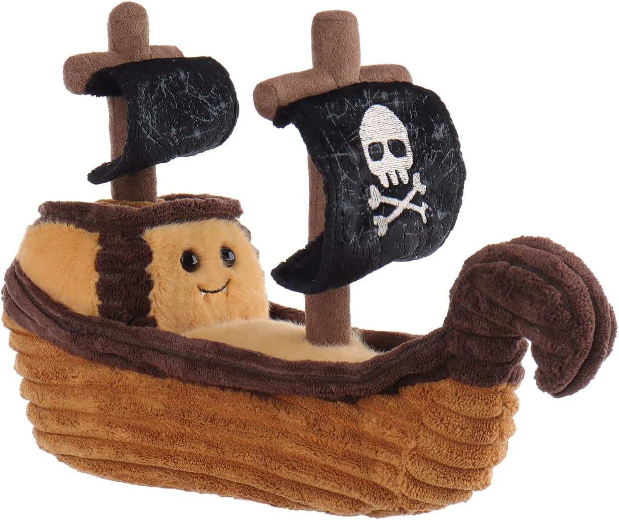Apricot Lamb Thrilling Pirate Boat Plush Stuffed Animals for Kids, Soft Cute Plush Toys for Baby Girl and Boy, Fluffy Thrilling Pirate Boat Brown 11.5 Inches