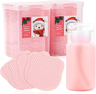 400PCS Lint Free Nail Wipes With Dispenser - Gel Nail Polish Remover Wipes With 100% Pure Acetone Dispenser,No Lint Wipe With 1PCS 120ml Acetone Pump Empty Bottle Nail Supplies