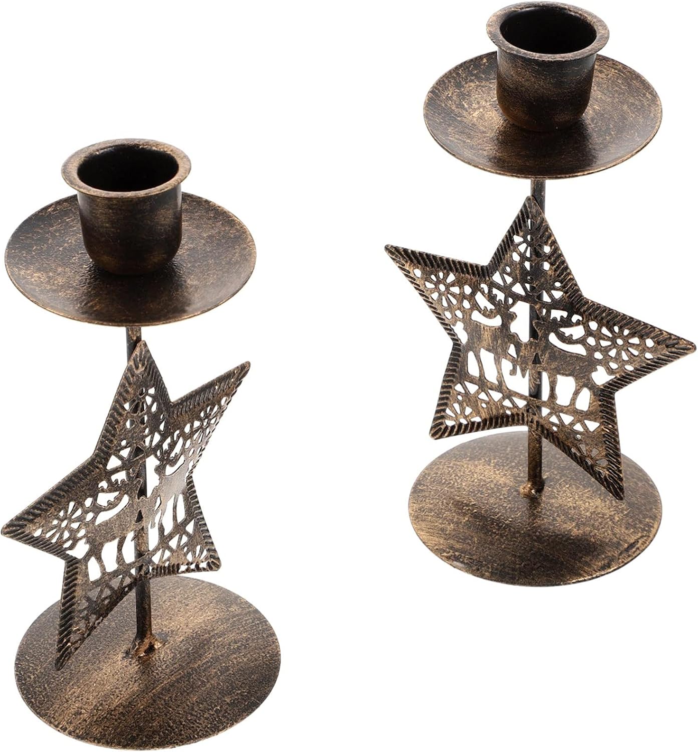 Zerodeko 4pcs Retro Iron Candle Holders for Christmas Decoration Elegant Vintage Design for Home Decor Weddings Parties and Festive Occasions