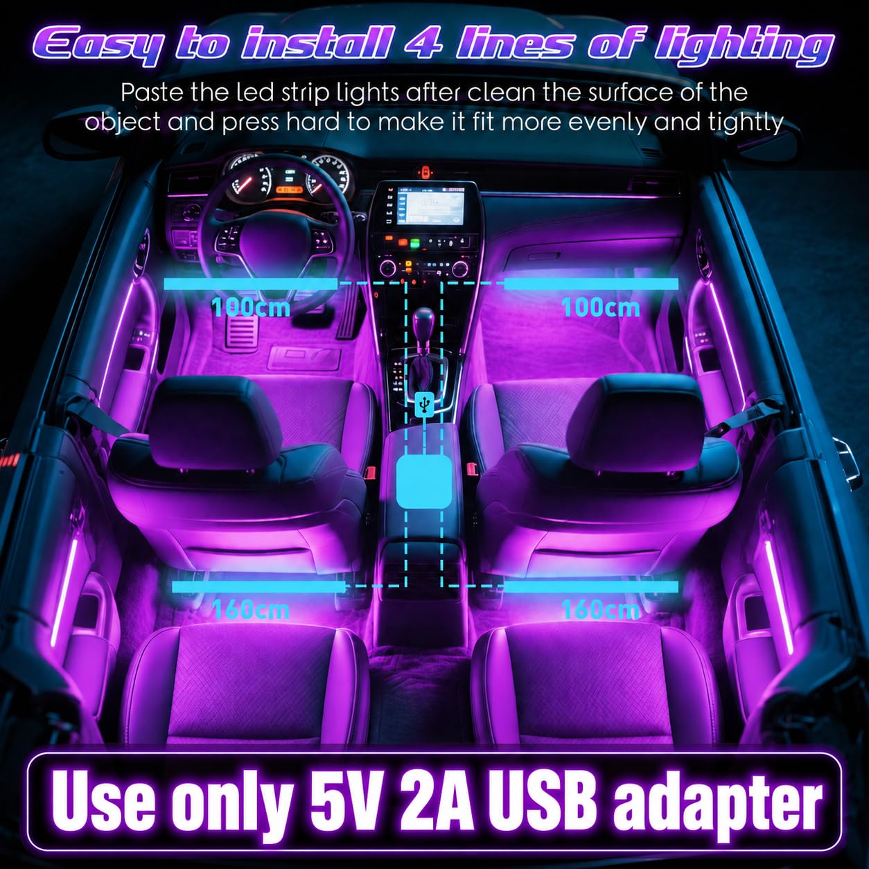 Winzwon Car Interior Lights, LED Lights for Halloween Car Accessories view 9