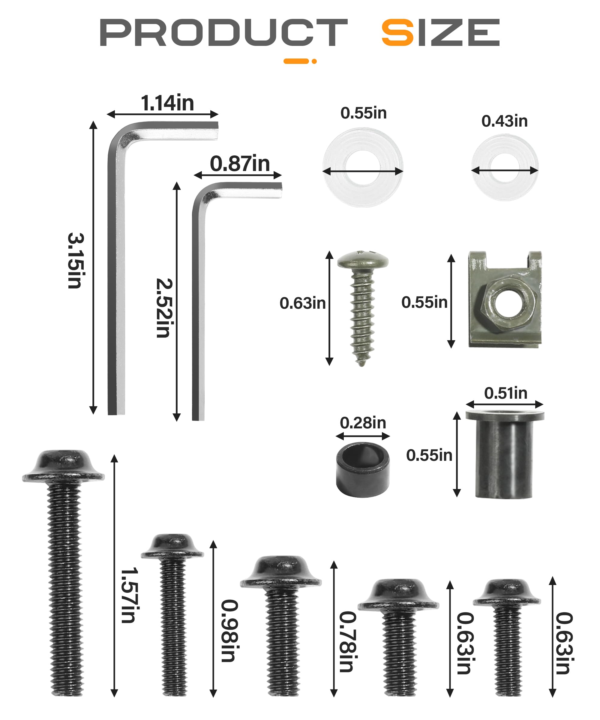 Flaconi 177PCS Tornillos de Motocicleta,Tornillos para Parabrisas de Moto,Tuercas Esparragos Moto,Kit de Tornillos de Carenado de Motocicleta,Adecuado para la Mayoría de Motos (Negro)
