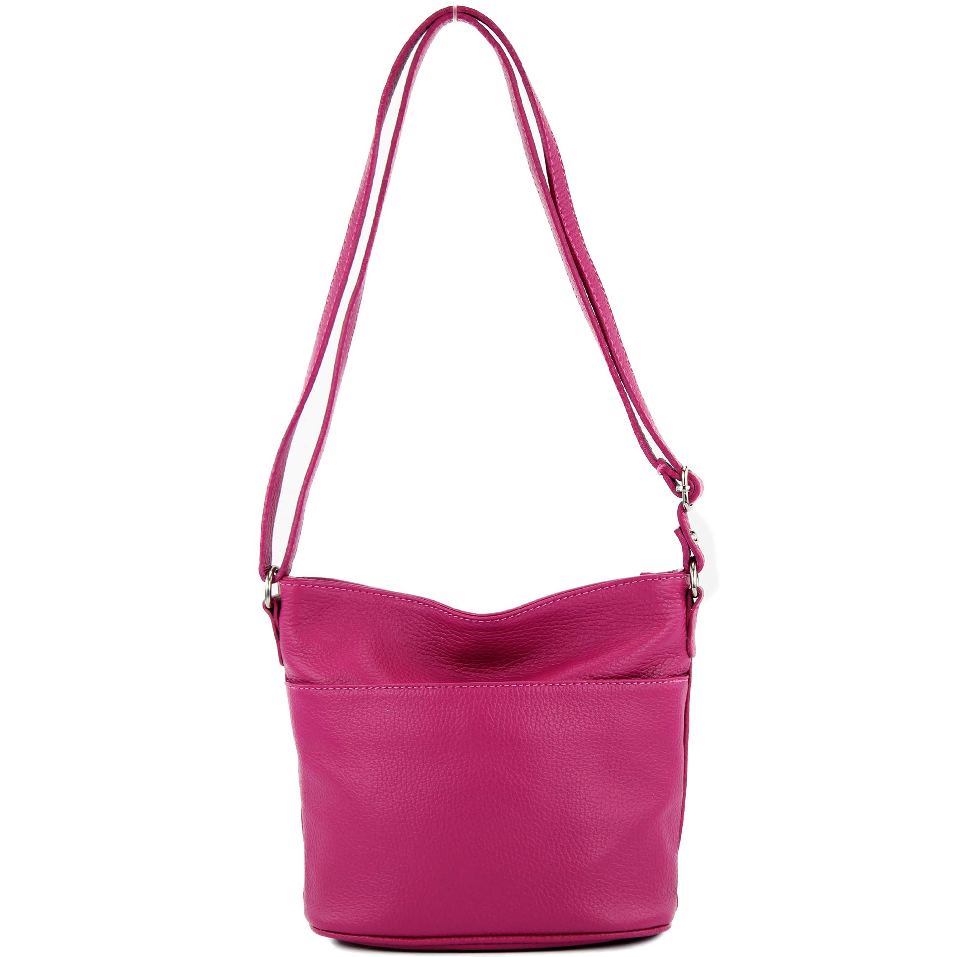 modamoda de - T198 - ital. Riñonera Bandolera pequeña de piel, Rosa., S