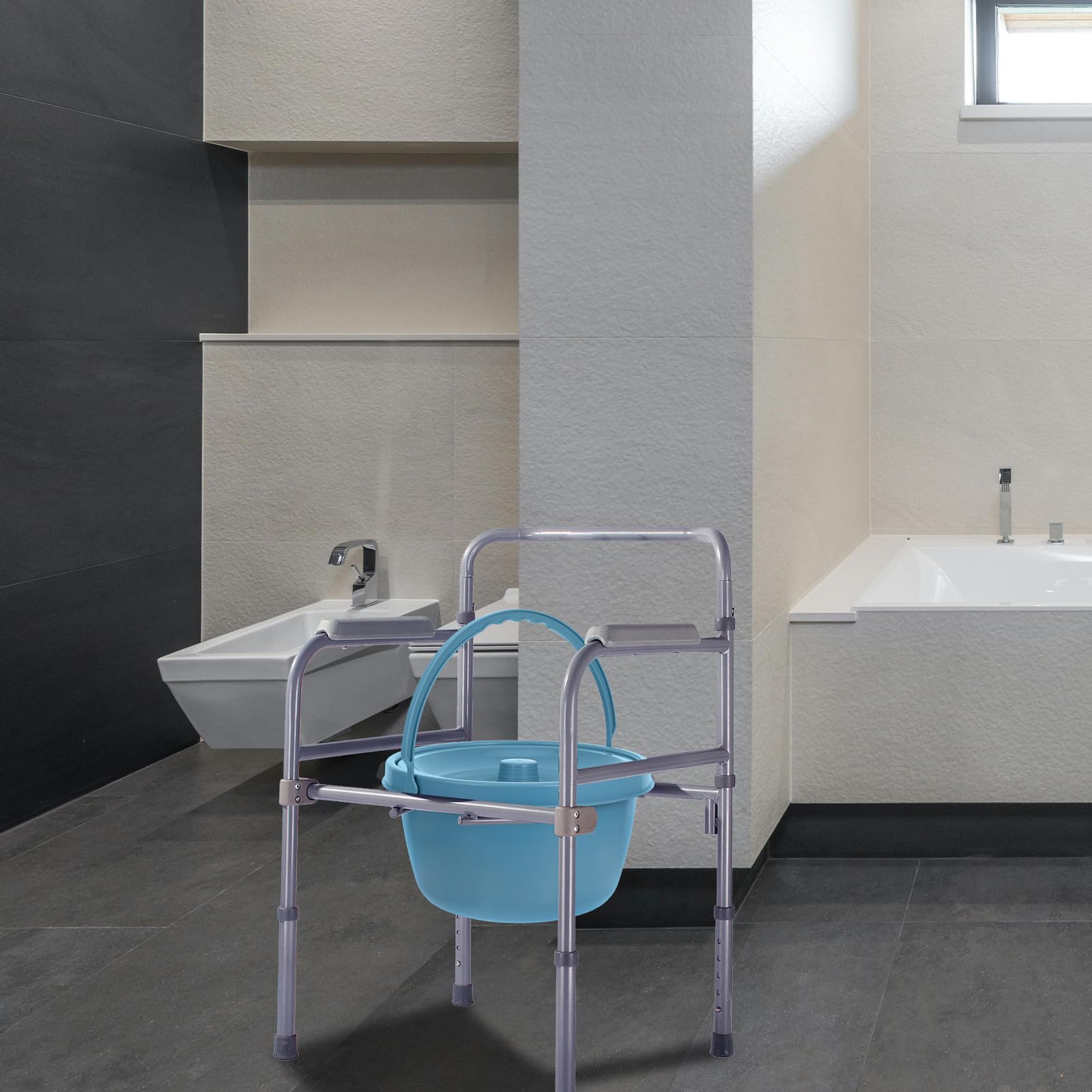 Homoyoyo Orinal Portátil para Adultos con Tapa y Asa Extraíble Inodoro de Plástico Azul Tamaño Mediano Urinario Unisex para Hospital Viaje y Uso en Cama Orinal de Noche sin Fugas