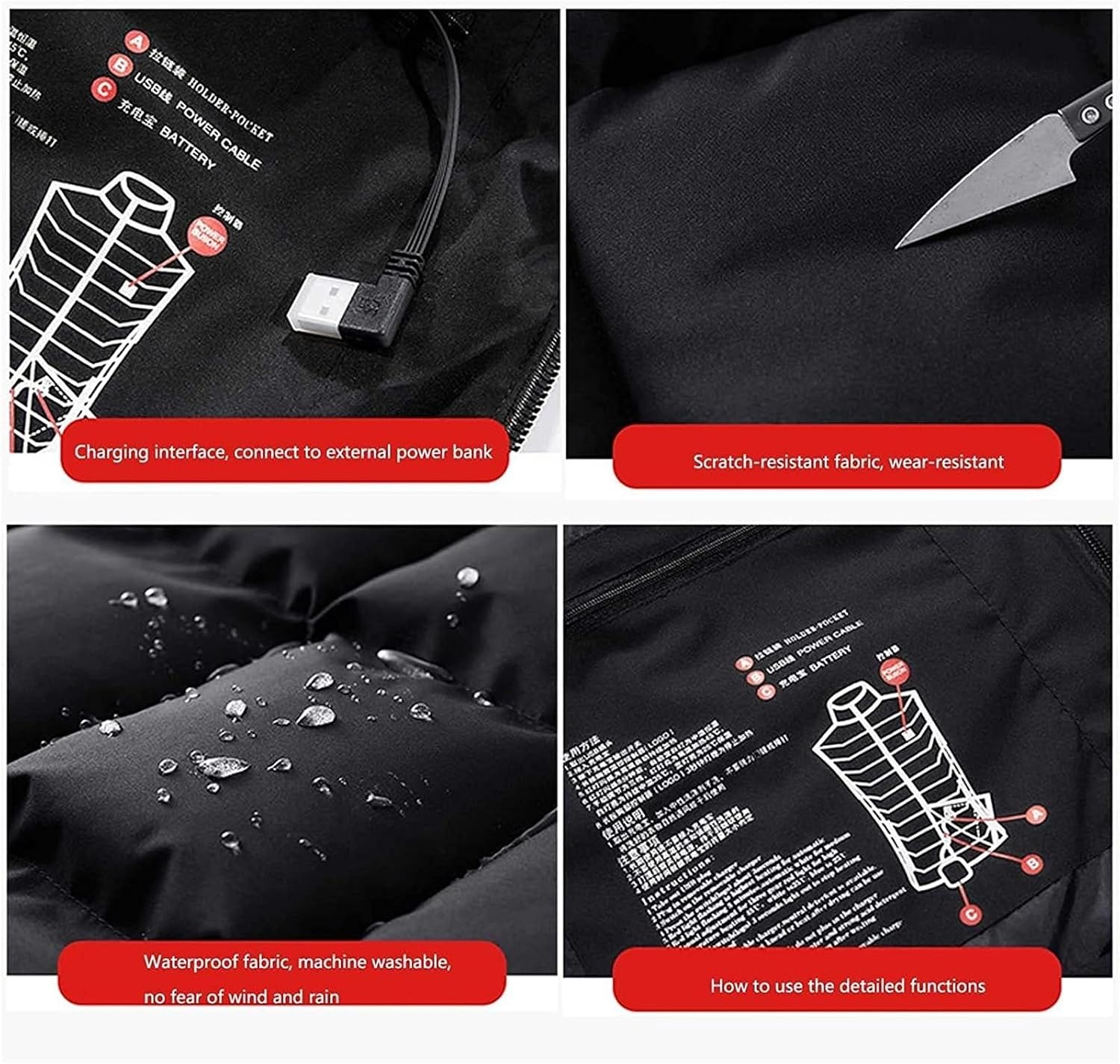 Heated Gilet for Women/men 3-Speed Adjustable Heated Jacket Machine Washable Heated Waistcoat (Excluded Power Pack)(black,3XL-3XLarge)