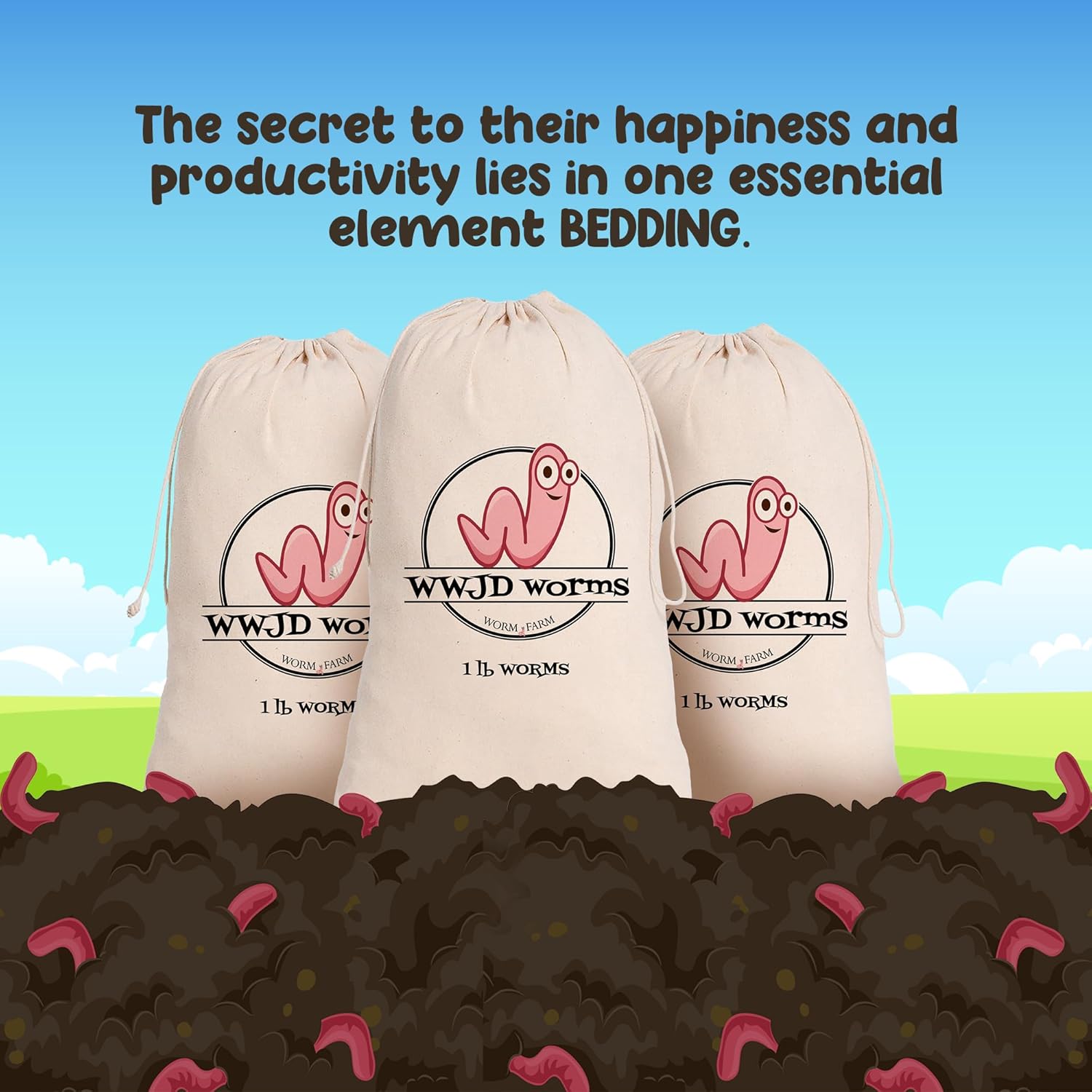 Red Wigglers Composting Worms - 1lb Red Worms for Composting - Use on Worm Castings for Plants, Garden, Worm Farm & Compost Starter, Easy to Manage