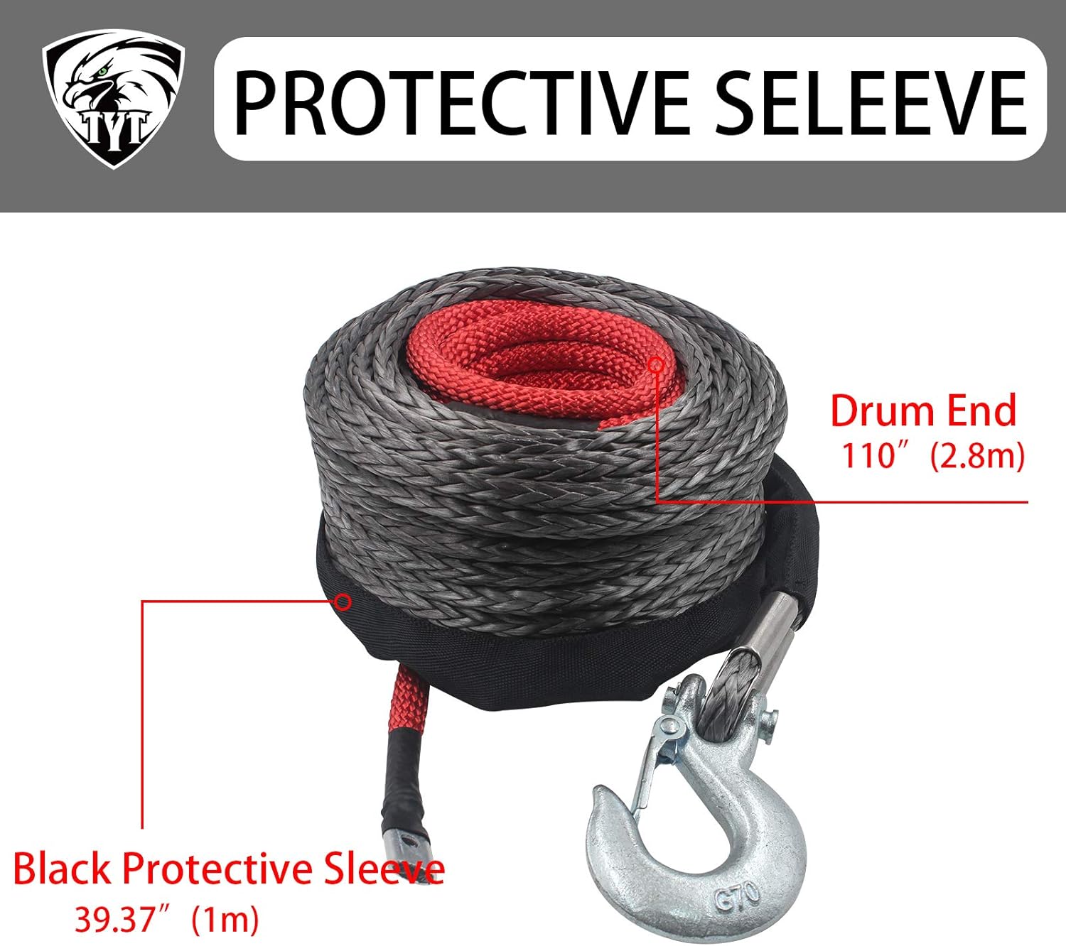 Uр Tо 40% оƒƒ N/N TYT 3/8 x 100 ft. Advanced Synthetic Winch Rope Kit, 25,000 lbs Synthetic Winch Line Cable Rope with Black Protecting Sleeve, Snap Hook for 4x4/ATV/UTV/Jeep(Iron Gray) Flаѕh Dеаlѕ - 60% оƒƒ N/N TYT 3/8 x 100 ft. Advanced Synthetic Winch Rope Kit, 25,000 lbs Synthetic Winch Line Cable Rope with Black Protecting Sleeve, Snap Hook for 4x4/ATV/UTV/Jeep(Iron Gray)