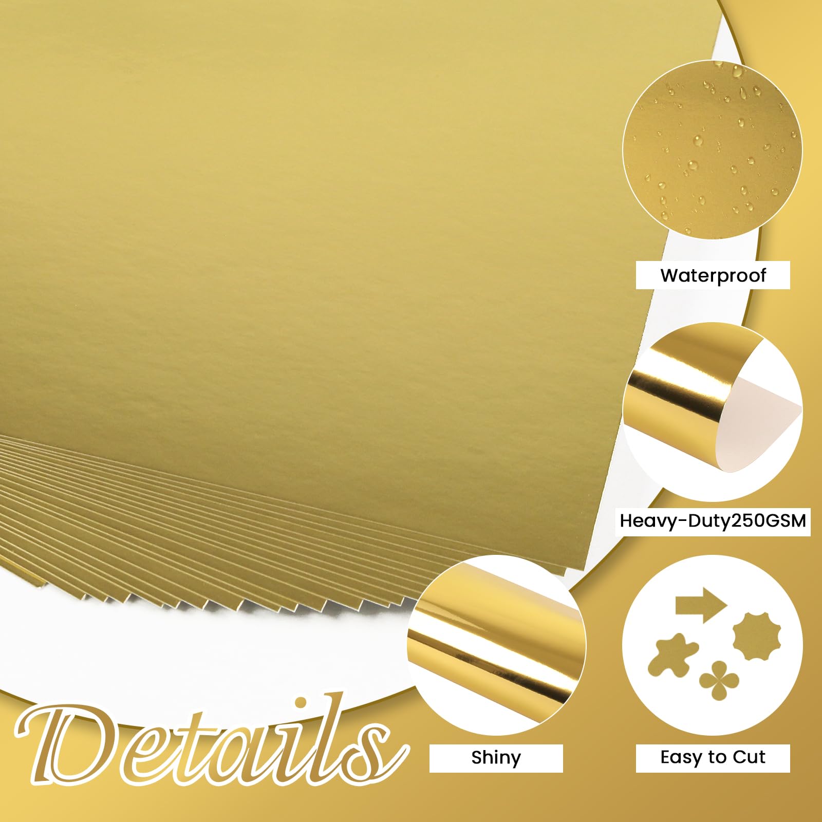 24 Sheets Gold Mirror Cardstock Paper A4 - Image 3
