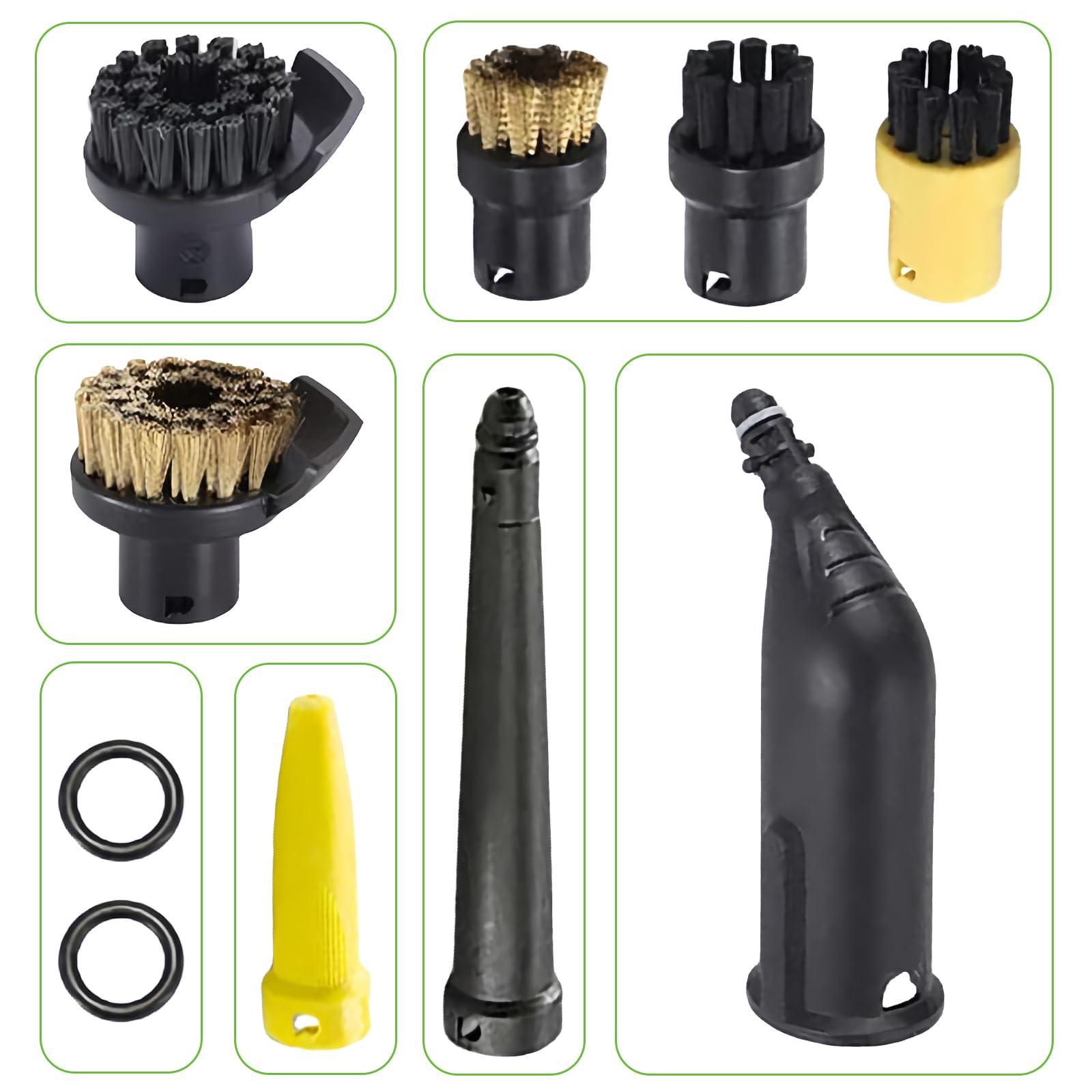 10 pezzi accessori per pulitore a vapore Kärcher SC1 SC2 SC3 SC4 SC5: set di accessori per pulitore a vapore Kärcher SC1-SC5, pulitore a vapore con ugello prolungato, ugello curvo, spazzola