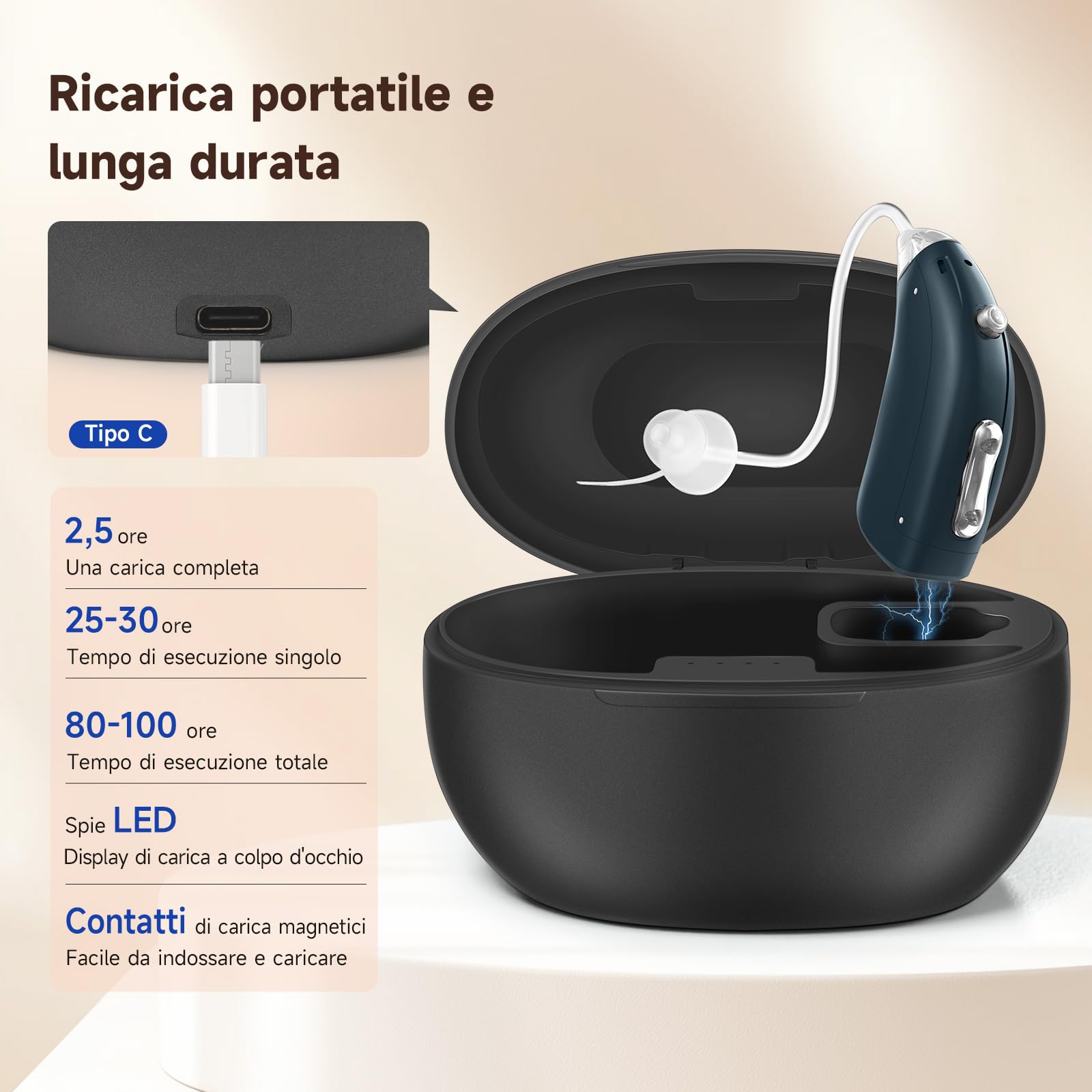 Britzgo Dispositivo ricaricabile Nuova tecnologia di riduzione del rumore Custodia di ricarica inclusa (un)