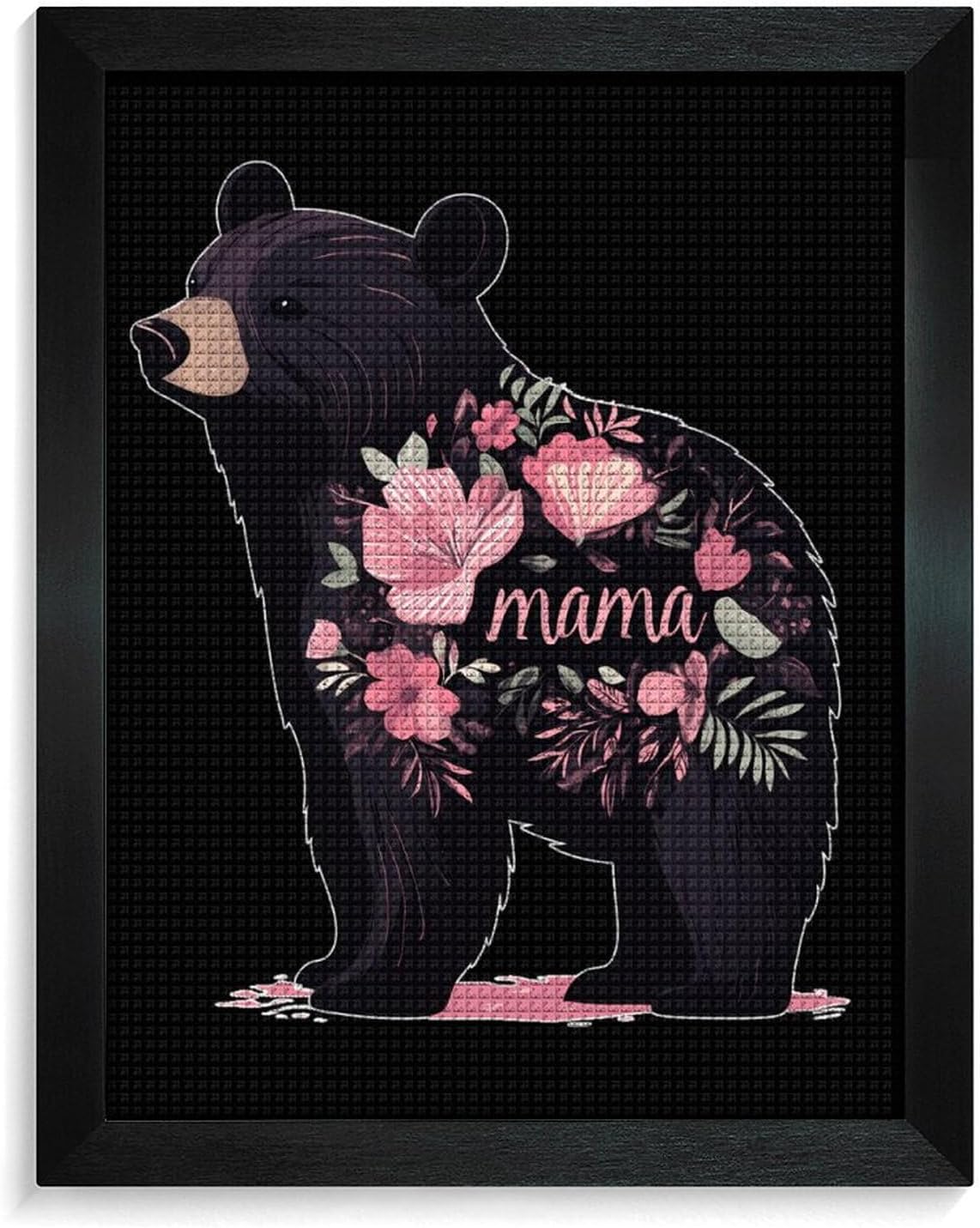 Bear Mama Diamond 5D Painting Kits with Frame DIY Full Round Drill Gem Art Crafts for Home Wall Decor 16 X 20in Blackwood 40 * 50cm