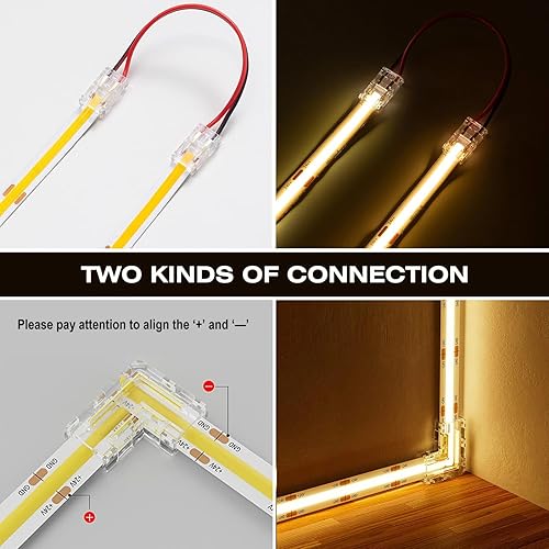 Miniatura 5 de ACELETE COB Tira de luces LED 4000K FCOB cinta de luz blanca natural DC24V 16.4 pies5M 0.315 in CRI 90 2400 LEDs cortables uso interior para