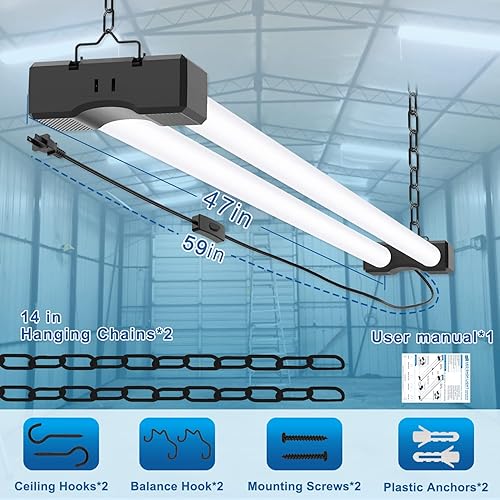 Miniatura 4 de Splendidlled Luz LED enlazable de garaje de 4 pies, tubo de luz LED con cable de alimentación, 110-220 V CA, equivalente a 40 vatios de eficiencia